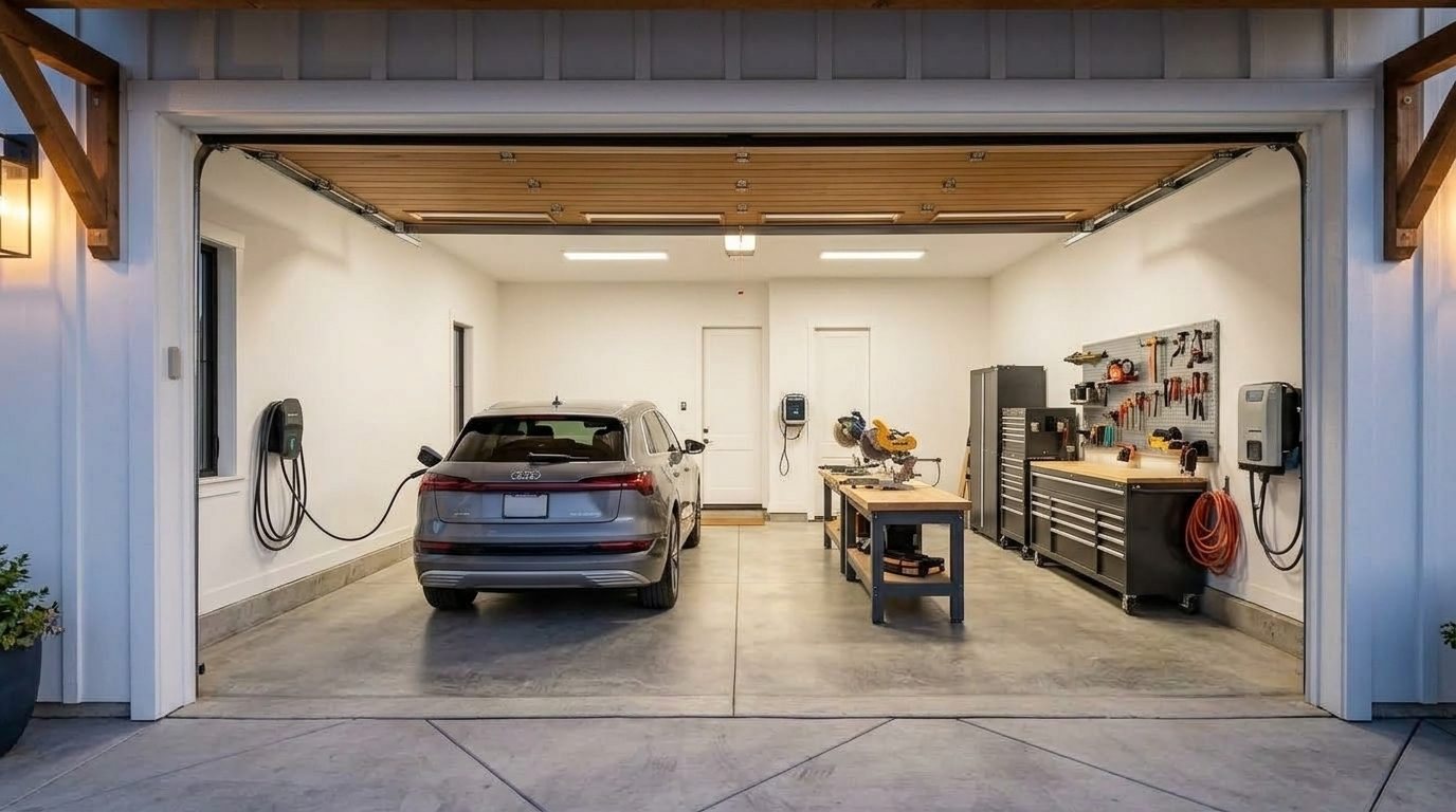 Zainab Rapid Garage Door Interior View of Custom Garage Door Overhead and Workshop